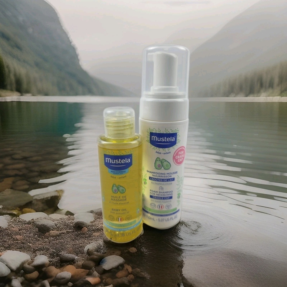 Mustela Shampooing Mousse‎ Foam Shampoo Cradle Cap & Baby Oil avocado